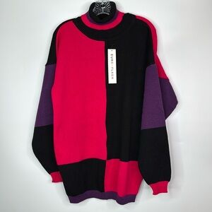 Vintage Euro Flash Colorblock Sweater NWT Size XL